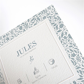 Faire-part de baptême jour divin gaufrage - Détail du faire-part