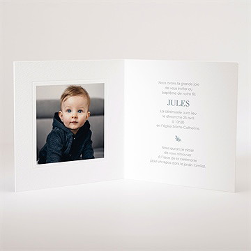 Faire-part de baptême jour divin gaufrage - Intérieur du faire-part