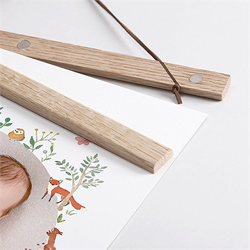 Affiche naissance jumeaux & animaux - Détail des supports en bois