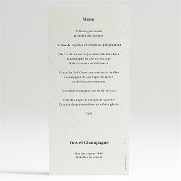 Menu mariage absolument - Dos du menu