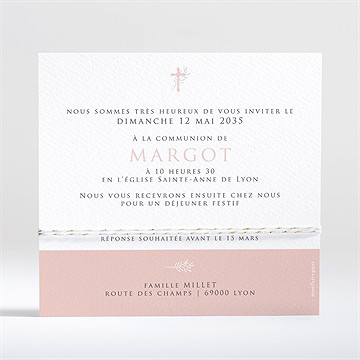 Faire-part communion jour de grâce - Dos du faire-part