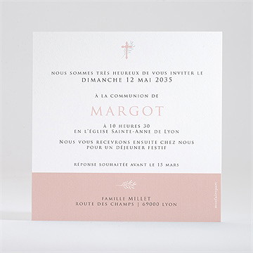 Faire-part communion jour de grâce dorure - Dos du faire-part