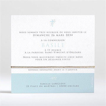 Faire-part communion ferveur - Dos du faire-part