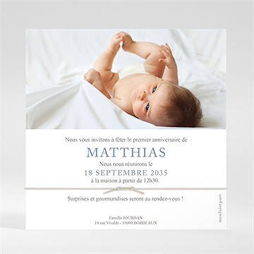 Invitation anniversaire j'ai 1 an - Dos de l'invitation