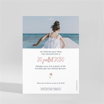 Invitation anniversaire sirène - Dos de l'invitation