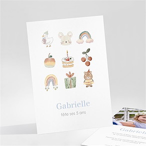 Invitation anniversaire petites illustrations