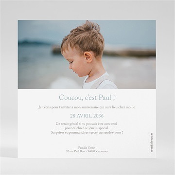Invitation anniversaire bateaux - Dos de la carte