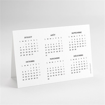 Carte de voeux calligraphie calendrier - dos de la carte