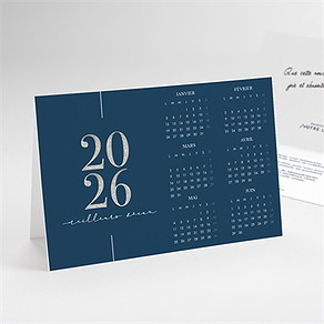 Carte de voeux couleur argent calendrier