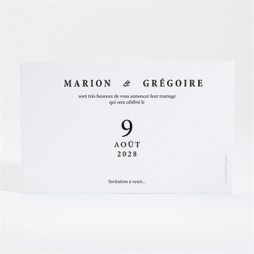 Save the Date mariage epuré - Dos de la carte