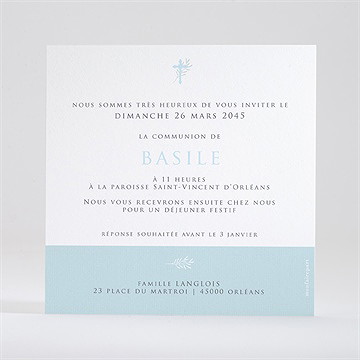 Faire-part communion ferveur dorure - Dos du faire-part