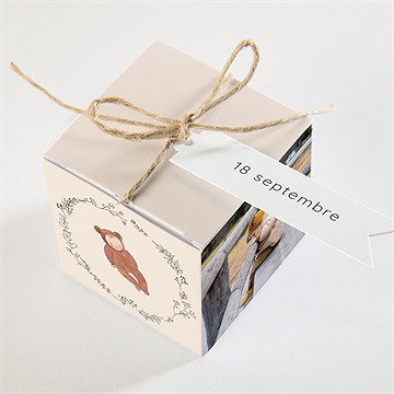 Boîte de dragées baptême bébé nounours - Dos de la boîte