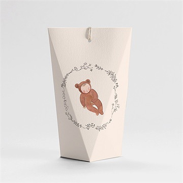 Boîte de dragées baptême bébé nounours étui - Dos de la boîte