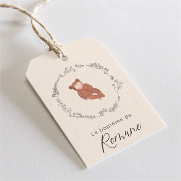 Etiquette baptême bébé nounours