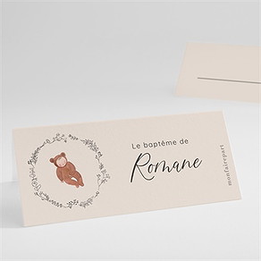 Marque-place baptême bébé nounours