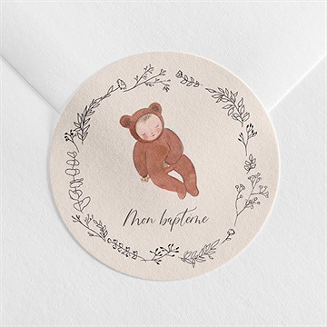 Sticker baptême bébé nounours