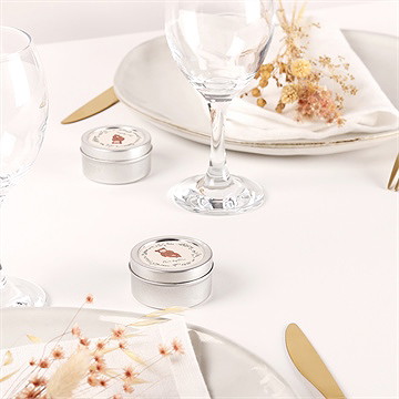 Bougie baptême bébé nounours argent - Mise en situation