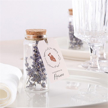 Mignonette baptême bébé nounours étiquette - Mise en situation