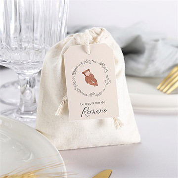 Pochon baptême bébé nounours - Mise en situation