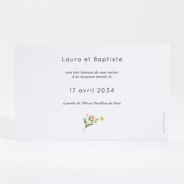 Carton d'invitation mariage joie champetre - Dos du carton