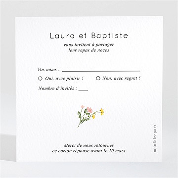 Carton réponse mariage joie champetre - Dos du carton