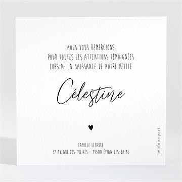 Remerciement naissance petit chéri - Dos de la carte