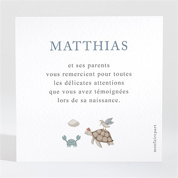 Remerciement naissance mer - Dos du remerciement