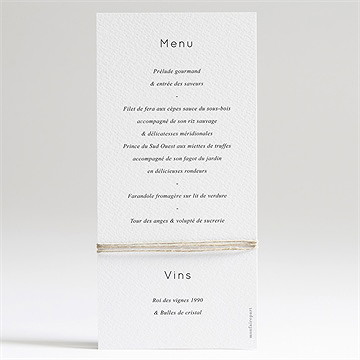 Menu mariage joie champetre - Dos du menu