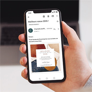 Carte de voeux virtuelle image entreprise artistique - Mise en situation
