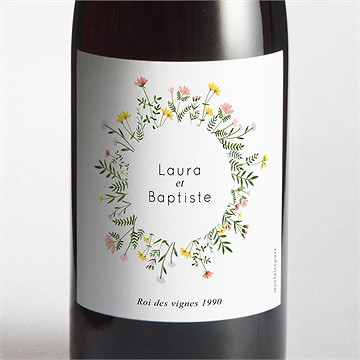 Etiquette de bouteille mariage joie champetre