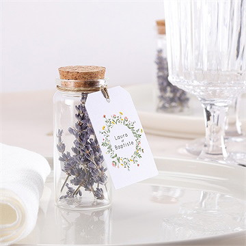 Mignonette mariage joie champetre étiquette - Mise en situation