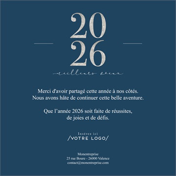 Carte de voeux virtuelle image entreprise couleur argent