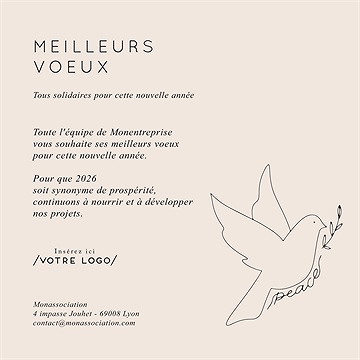 Carte de voeux virtuelle image entreprise colombe de la paix