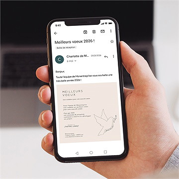 Carte de voeux virtuelle image entreprise colombe de la paix - Mise en situation