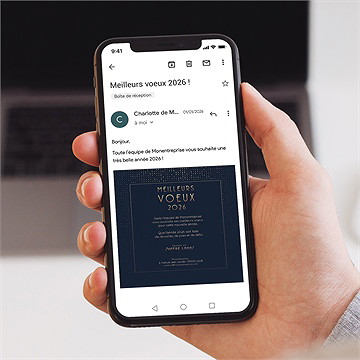 Carte de voeux virtuelle image entreprise scintillante - Mise en situation