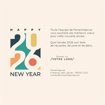 Carte de voeux virtuelle image entreprise année en couleur calendrier