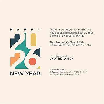 Carte de voeux virtuelle image entreprise année en couleur