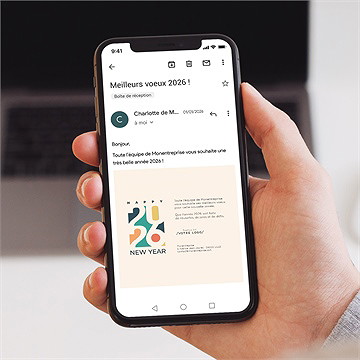 Carte de voeux virtuelle image entreprise année en couleur - Mise en situation