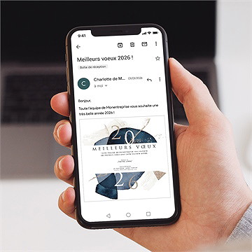 Carte de voeux virtuelle image entreprise artiste - Mise en situation
