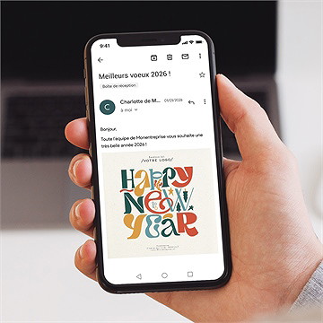 Carte de voeux virtuelle image entreprise new year vintage - Mise en situation