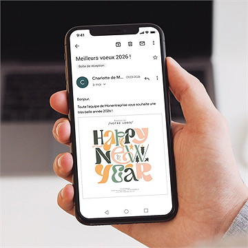 Carte de voeux virtuelle image entreprise new year - Mise en situation