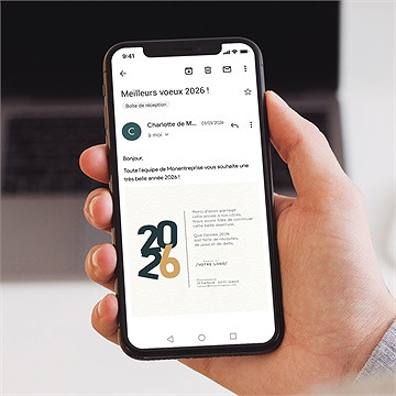 Carte de voeux virtuelle image entreprise nouvel an - Mise en situation