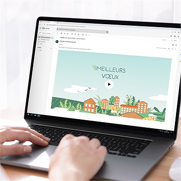Carte de voeux virtuelle vidéo entreprise engagement - Mise en situation
