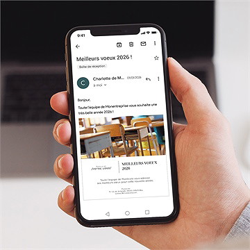 Carte de voeux virtuelle image entreprise ecole - Mise en situation