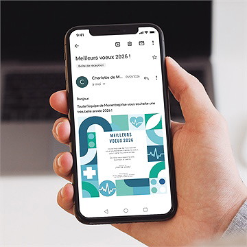 Carte de voeux virtuelle image entreprise médecin - Mise en situation