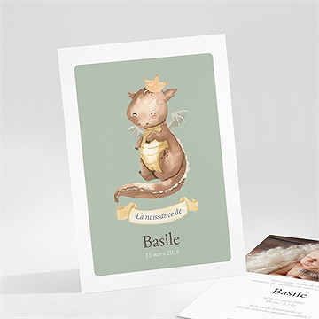 Faire-part naissance dragon portrait