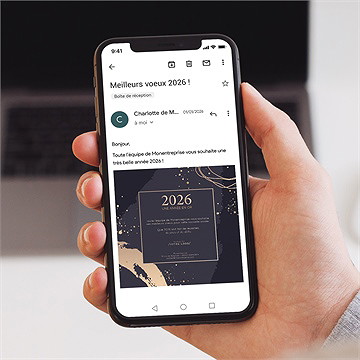 Carte de voeux virtuelle image entreprise nouvelle année - Mise en situation