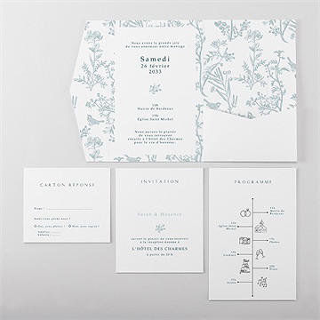 Faire-part mariage jouy exclusif pocketfold - Vue d'ensemble intérieur