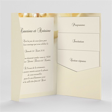 Faire-part mariage alliances crème pocketfold - Intérieur du faire-part
