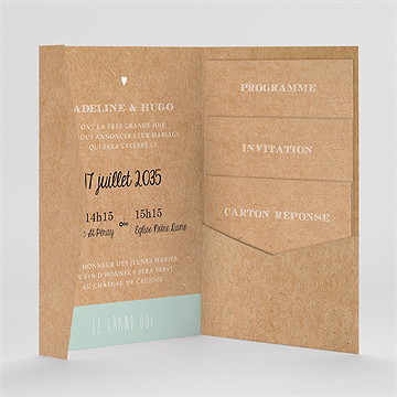 Faire-part mariage petite cocotte pocketfold - Intérieur du faire-part